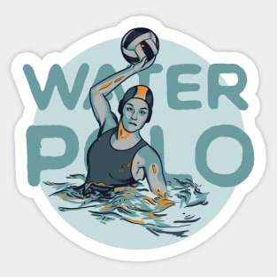 Water Polo Vintage Woman Shooting Sticker